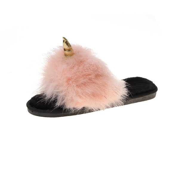 Soft Unicorn Fur Slippers